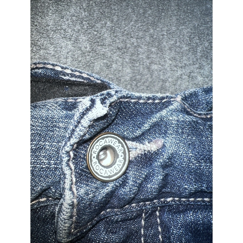 Vintage Y2K Rocawear Jeans Baggy Hip Hop‎ Blue Embroidered Dark Wash Men 40X36 - Picture 4 of 11